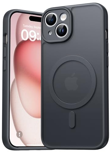EASDNB für iPhone 15 Hülle für Magsafe mit Kameraschutz, Magnetisch Handyhülle für iPhone 15 Stoßfeste Kratzfeste Durchscheinende Matt Rückseite Schutzhülle für iPhone 15 Case, Schwarz