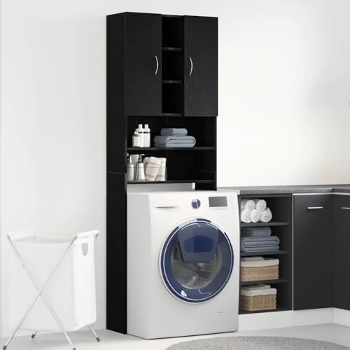 Generico Mobile per Lavatrice Rovere Nero 64x25,5x190 cm,Casa e Giardino,Accessori elettrodomestici,Accessori lavatrici e asciugatrici,Accessori per lavatrici e asciugatrici-862065