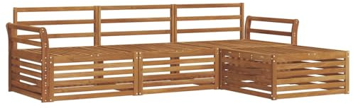 vidaXL Outdoor-Sofagarnitur 4 pcs Natur, Gartenlounge-Set, modernes Ecksofa für draußen, langlebige Möbel für Bequeme Terrassenplätze