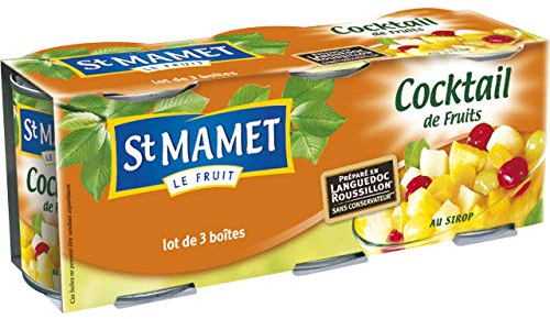 St MAMET les Vergers - Les Fruits en Morceaux - Cocktail de Fruits - Salades de Fruits Cocktail avec Son Jus Naturel 375 g