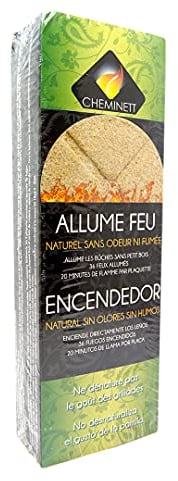 Pyro Feu 24757-12 Plaqueta enciende fuego natural sin olor para chimeneas, estufas y barbacoas