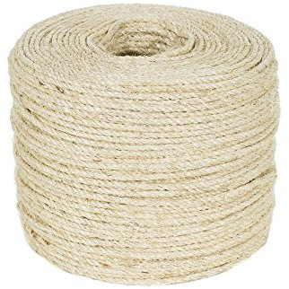 Corde en sisal torsadée – Résiste aux intempéries – Utilisation intérieure/extérieure, décoration, projets de bricolage, griffoir, marine, attaches, chaise en osier. 1/4 Inch x 10 Feet
