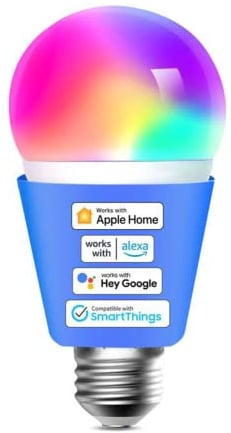 Meross Smart Wifi-Light LED Mehrfarbige dimmbare Glühbirne, kompatibel mit Siri, Alexa, Google Home und SmartThings, E27 Warmweiß (Die Verpackung des Produkts kann variieren).