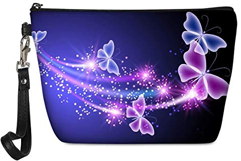 chaqlin Damen Kosmetiktasche für unterwegs, Weltall-Schmetterlings-Motiv, bezaubernd, geräumig, mit Polyurethan-Leder, Kulturbeutel, Reise-Organizer