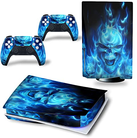 UUShop Skin autocollant pour console Playstation PS5 CD Disk Edition et manettes Ghost Flame