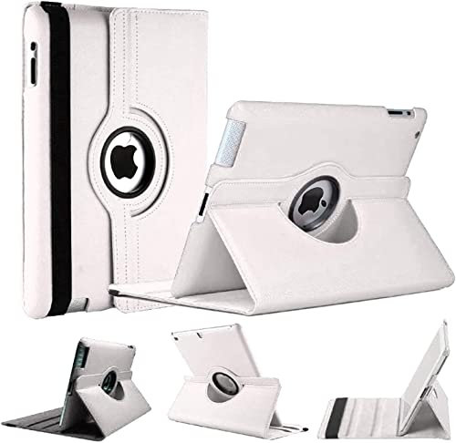 Funda protectora inteligente para Apple iPad Air 2/2ª generación 2014 A1566 A1567 con soporte giratorio de 360 grados (blanco)