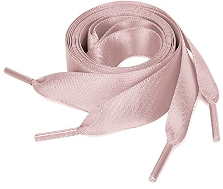 uxcell 2 paires de femmes ruban plat femmes lacets baskets toile chaussures Gris rosé pâle 150cm/59.1