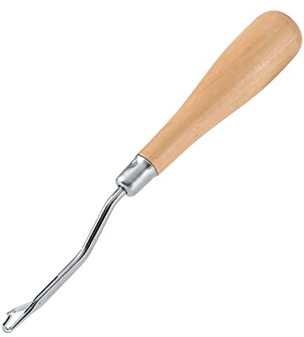 Dekaim Ganchillo de perno, ganchillo de madera, ganchillo de 16 centímetros, aguja de recogida, ganchillo doblado, para la fabricación de cabello o alfombras