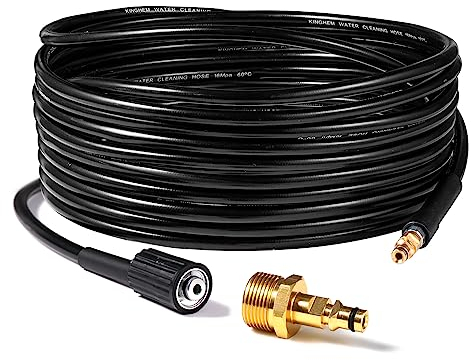 YUET 15M 50Ft High Pressure Washer Replacement Hose for Karcher K Series Domestic Washers K2, K3, K4, K5, K7,Click Bayonet to M22-14mm Thread for Kärcher with Screw Thread Outlet Only