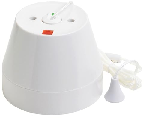 ARH Electrical Accessories Heavy Duty 50A Pull Cord Switch, White, 1.7m Cord, 10A, IP67, Manual Operation, Ideal for Bathrooms & Washrooms