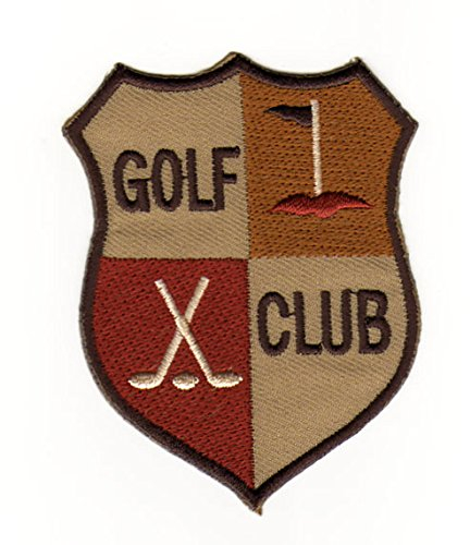 Golf Club Logo Brown Crest Badge Iron-On Patch Size 6.2 x 8.0 cm
