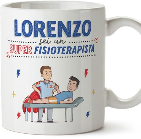 Mugffins Tazza Personalizzata in ceramica per FISIOTERAPISTA uomo 11 oz / 350 ml - In italiano - Sei Super! - Idea regalo per compleanno, anniversario, natale, laurea