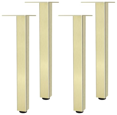 SZLXJMFL Or, Lot de 4 Pieds de Meubles Pied de Table Ronds Réglable, Aluminum Alloy 6-60cm Socles Pieds Meuble Cuisine TV Commode Pieds pour Meuble de Salle de Bain Vis Inclus-40cm/15.7