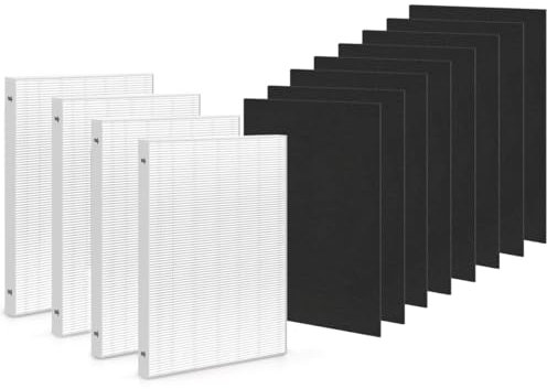 Zouhwaso Aera Max 300 HEPA Filter Replacement Compatible with Fellowes AeraMax 290 300 DX95 Air Puri-fier True HEPA Air Filter, Fit AP-300PH HF-300 Part#9287201, 4x H13 True HEPA+8x Carbon Pre-Filter