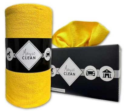 Phoenix Rollo de Microfibra Box de 75 paños de Microfibra Reutilizables – paños de Limpieza mágicos para Ventanas y Coches, Microfibra, 30 x 30 cm, Gruesos y absorbentes, Color Amarillo