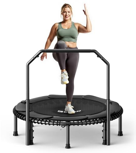 BCAN Rebounder-Trampolin für Erwachsene,102/122cm,204/250kg Belastbarkeit,mit Bungee-Seilen,verstellbarem Griff,stabil,leise,für drinnen und draußen,Ganzkörpertraining,Entspannung zu Hause