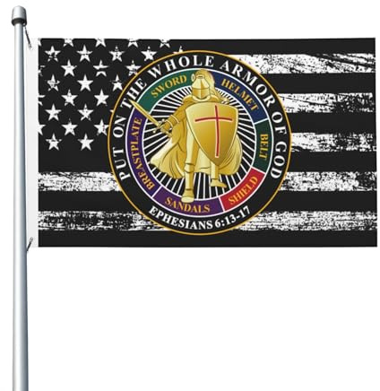 Garten Fahnen 90X150cm, Legt die ganze Waffenrüstung Gottes an Witterungsbeständiges Dekoration Flagge Wetterfeste Garten Flagge für Party Paraden Restaurants