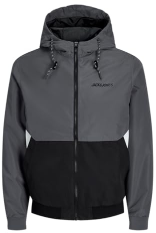 JACK & JONES Men's Jjerush Hood Bomber Noos Pls Bomber Jacket, Turbulence, M