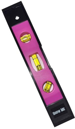 SHOW ME TOOLS 9” Torpedo Pink Level – High-Visibility Pink Finish, 3 Bubble Vials for Horizontal, Vertical & 45° Angles – Precision Leveling Tool