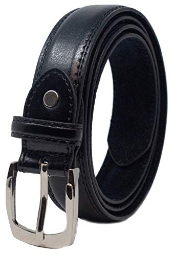 Ossi Leder gefüttert 28mm Kinder Gürtel - schwarz Klein (70cm - 80cm Taille)