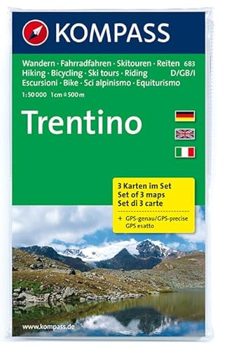 Trentino: Wanderkarten-Set in der Schutzhülle mit Radrouten, Skitouren und Reitwegen. GPS-genau. 1:50000 (KOMPASS Wanderkarte, Band 683)