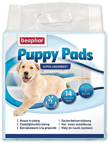 Beaphar - Puppy Training Pads x 14 - Highly-Absorbent Training Pads With Waterproof Backing - Ideal for House-Training - Keeps Floors Clean & Dry - 14 Puppy Training Pads - Each Training Pad 60x60cm