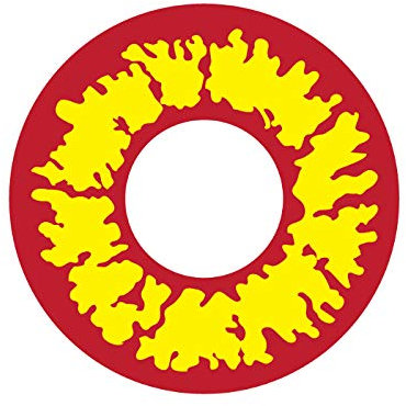 Matlens – Crazy Fun Motiv Farbige Kontaktlinsen SF-74 rot gelb 2 Linsen 1 Kontaktlinsenbehälter 1 Pflegemittel 50ml