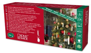 Konstsmide 1900-100 LED Baumbeleuchtung mit Fernbedienung (2xAAA 1.5V) / für Innen (IP20) / Batteriebetrieben: 10x AA 1.5V (inkl.) / 10 warm Dioden, 13 cm, Mehrfarbig, Dunkelgrün