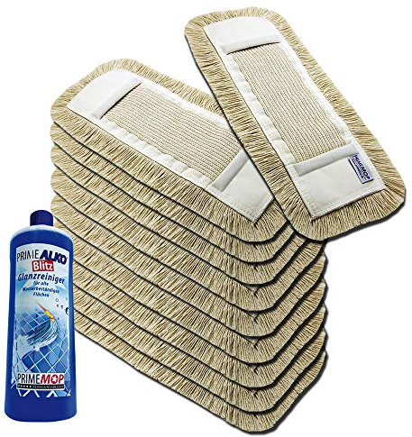 Primemop - 10x 40 cm Wischbezug + Reiniger | Profi-Qualität | Baumwolle