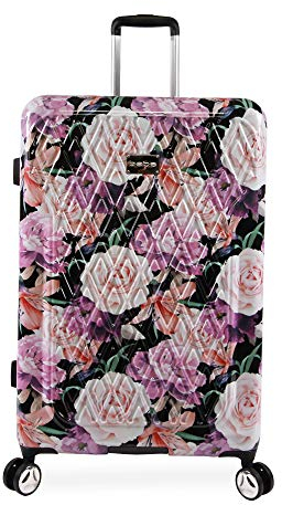 bebe Damen Gepäck Marie 73,7 cm Hardside Check in Spinner, Schwarzer Blumenprint, Einheitsgröße, Gepäckstück Marie 73,7 cm Hardside Check in Spinner
