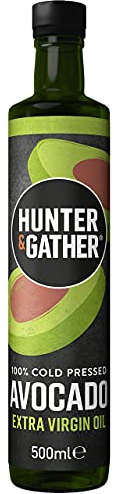 Hunter & Gather Extra Virgin Avocado Oil 500ml | 100% Natural Cold Pressed, Unrefined and Bottled in UK | Versatile for Cooking, Drizzling & Dipping I Seed-Oil Free