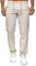Reslad Leinenhose Männer Chino Herren-Hose lockere Sommer Stoffhose Freizeithose aus bequemer Baumwolle lang RS-3000 (M, Beige)