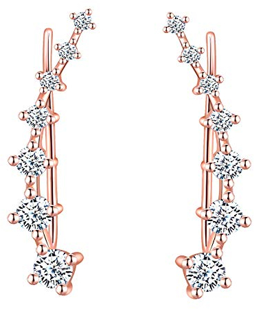 Yumilok Damen Knorpel Schmuck Ohrklemmen Ohrring Ohrstecker Ohrclip Piercing 925er Sterling Silber Zirkonia für Mädchen Rose Gold