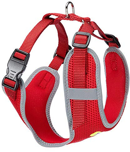 Ferplast Hundegeschirr Mittelgroße Hunde Nikita M, atmungsaktives Hundegeschirr, gepolstert und verstellbar, leicht zu tragen, reflektierende Kanten, Brustumfang 38–55 cm. Rot