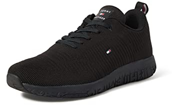 Tommy Hilfiger Runner Sneaker Hombre Corporate Knit Rib Runner Calzado Deportivo, Negro (Black), 41