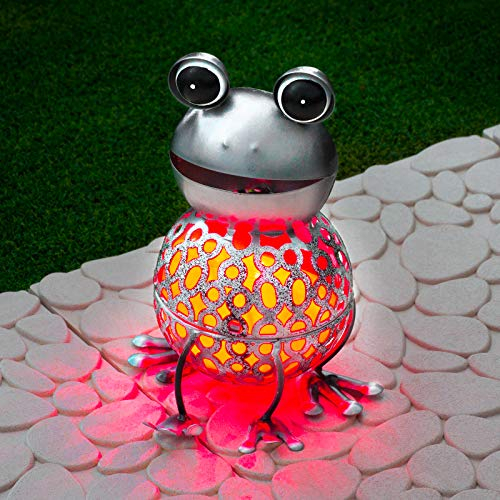 GloBrite Colour Changing LED Garden Metal Scroll Solar Light - Ornament Decoration Patio Light (Frog)