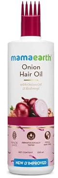 Mamaearth Onion Hair Oil | Natural & Organic Anti Hair Loss & Hair Fall Control Oil with Redensyl | for Color Treated & All Hair Types | 8.45 Fl Oz (250ml)