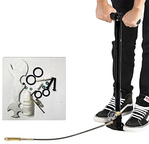 3 Stage Stirrup Pump 4500PSI with Pressure Gauge Heavy Duty Air Gun Rifle Hand Pump Multi Purpose for PCP Pistols, Tyre, Kayaks, Balls