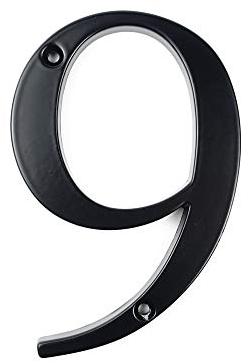 HASWARE Numero civico Segnale 4 pollici (10 cm) Numeri di porta moderni Segnaletica Targa Indirizzo di casa Numeri in lega di zinco (9, Nero)