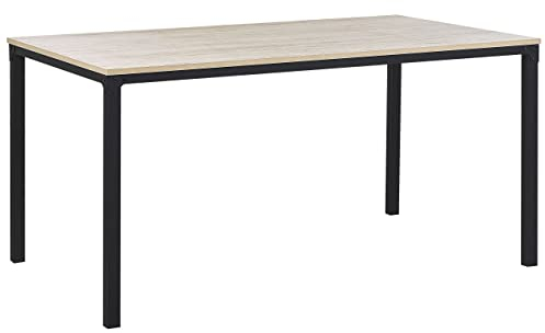 Beliani Rechteckiger Esszimmertisch Braun Holzoptik für 6 Personen Metallbeine Hockley