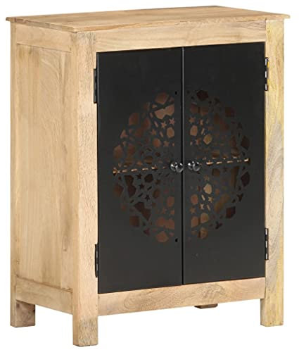 vidaXL Buffet Armoire Latérale Meuble de Rangement Armoire de Rangement avec 2 Portes Maison Intérieur 60x35x75 cm Bois de Manguier Massif