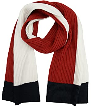 Tommy Hilfiger Herren Striped Scarf Herrenschal, Weiße Flagge, Einheitsgröße