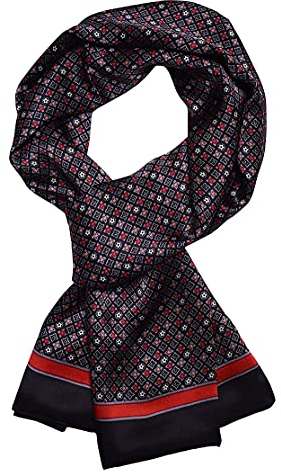UK_Stone Halstuch Herren 100% Seide Schal Vintage Pattern Seidenschal Herrenschal, (Vintage Blumen Pattern #3 Schwarz)