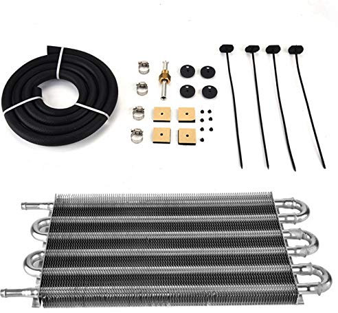 Enfriador de aceite de transmisión, enfriador de transmisión Enfriador de aceite Radiador Coche Kit de enfriador de aceite de transmisión remota de 6 filas Convertidor de radiador manual automático