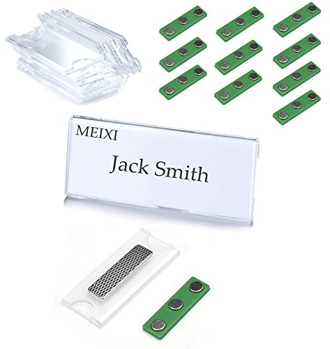 PERFETSELL 10 Pack Placas de Identificación con Imán de 3 puntos Magneticos Nombres Placa Identificacion Magnetico placa Identificacion Trabajador Identificadores Iman con Adhesivos para Oficina