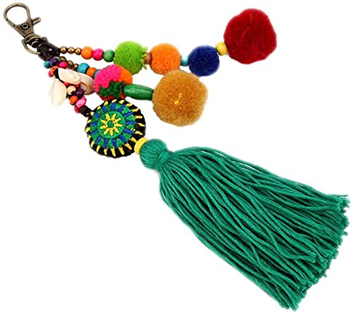 Anawakia Quaste Schlüsselanhänger Boho Bunte Lange Fransen Anhänger Schlüsselanhänger Auto Tasche Handtasche Handarbeit Ornamente Geschenk