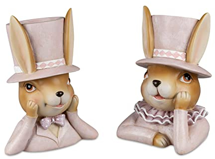 formano Hasenbüste zum Bepflanzen, Höhe: 25 cm, aus Kunststein, rosa-braun