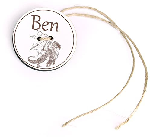 dekolando Schultüten Anhänger mit Name und Drache Motiv - Kinder Geschenk Einschulung Schulanfang Ø 5 cm