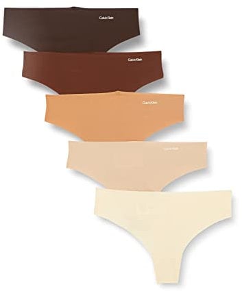 Calvin Klein Damen 5er Pack Strings Baumwolle mit Stretch, Mehrfarbig (Naturals), XL