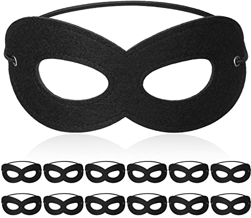12 Stück Augenmasken Schwarze Maskerade Augenmasken Halloween Ball Kostüm mit Gummiband Herren Maske Weltbuchwoche Tag Masken für Halloween Festival Karneval Kostüm Cosplay Party